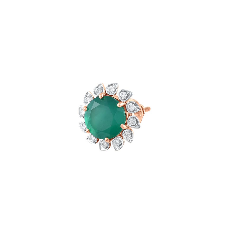 Floral Astra Green Onyx and Diamond Necklace Set-All Jewellery-ANS24A13-D424X0B