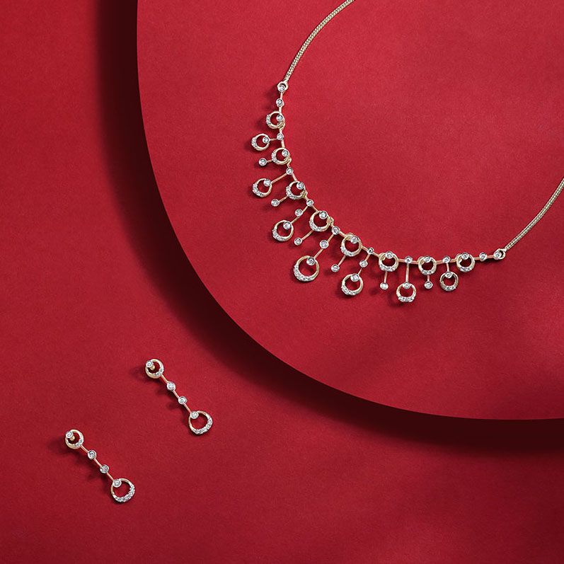 Elegance of Circle Astra Necklace Set-Diamond-ANS25A03-D900R0B