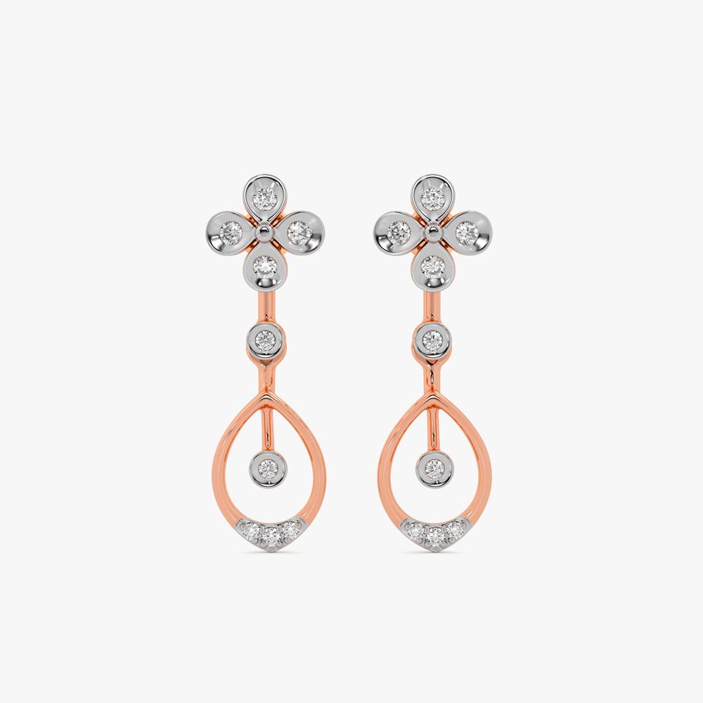 Diamond Floral Astra Earrings-Earrings-ASE25A05-D900X1B