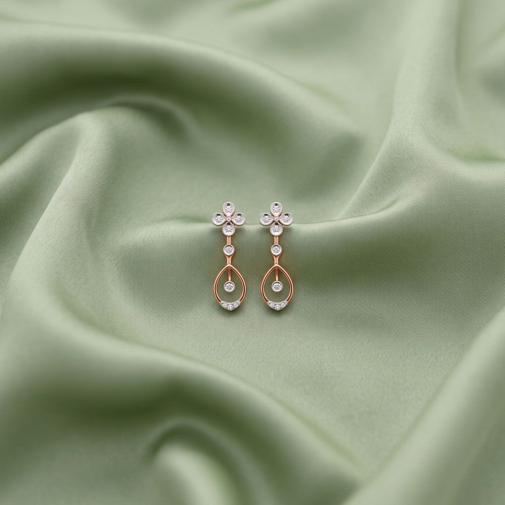 Diamond Floral Astra Earrings-Earrings-ASE25A05-D900X1B