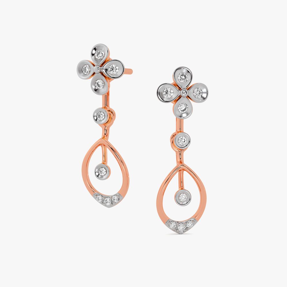 Diamond Floral Astra Earrings-Earrings-ASE25A05-D900X1B