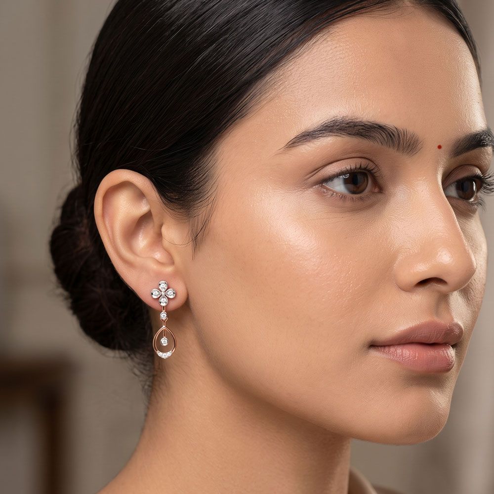 Diamond Floral Astra Earrings-Earrings-ASE25A05-D900X1B