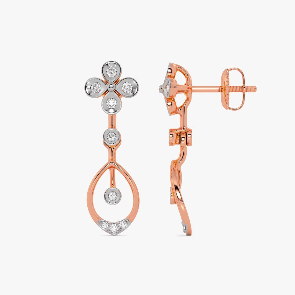 Diamond Floral Astra Earrings-Earrings-ASE25A05-D900X1B