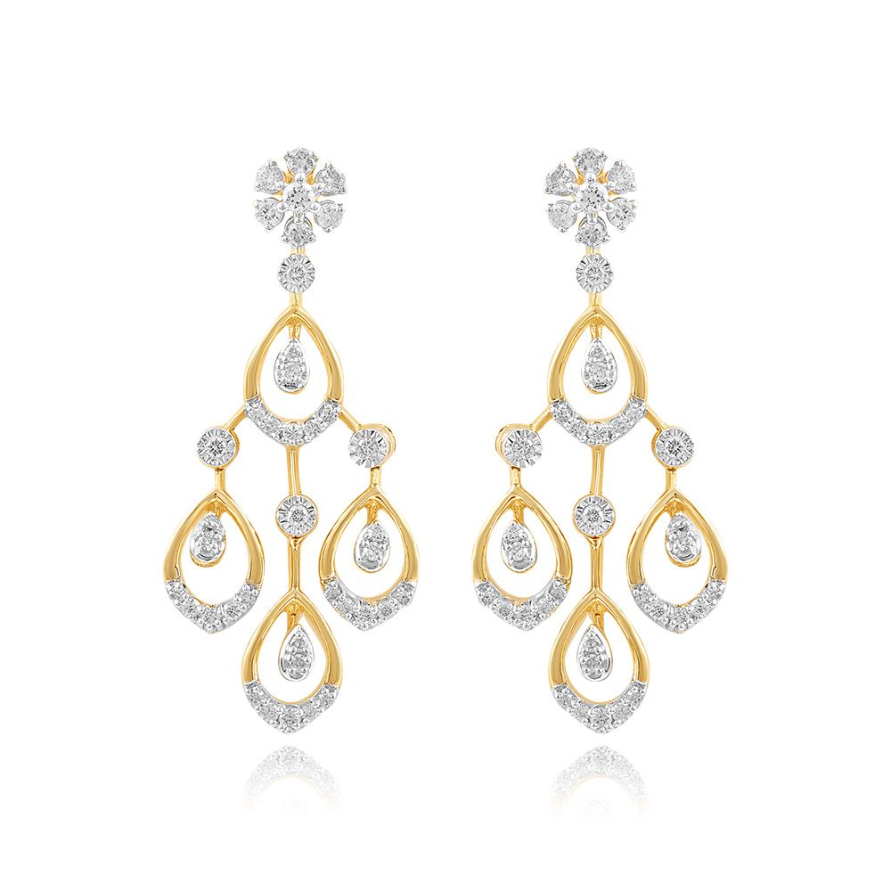 Elegance Diamond Yellow Gold Astra Earring-Earrings-ASE25A09-D900R2C