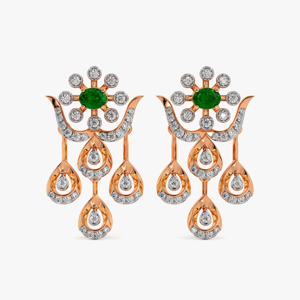 Enchanted Rose Gold Floral Diamond Earring-Earrings-ASE25A18-D935X2C
