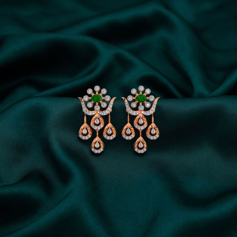 Enchanted Rose Gold Floral Diamond Earring-Earrings-ASE25A18-D935X2C