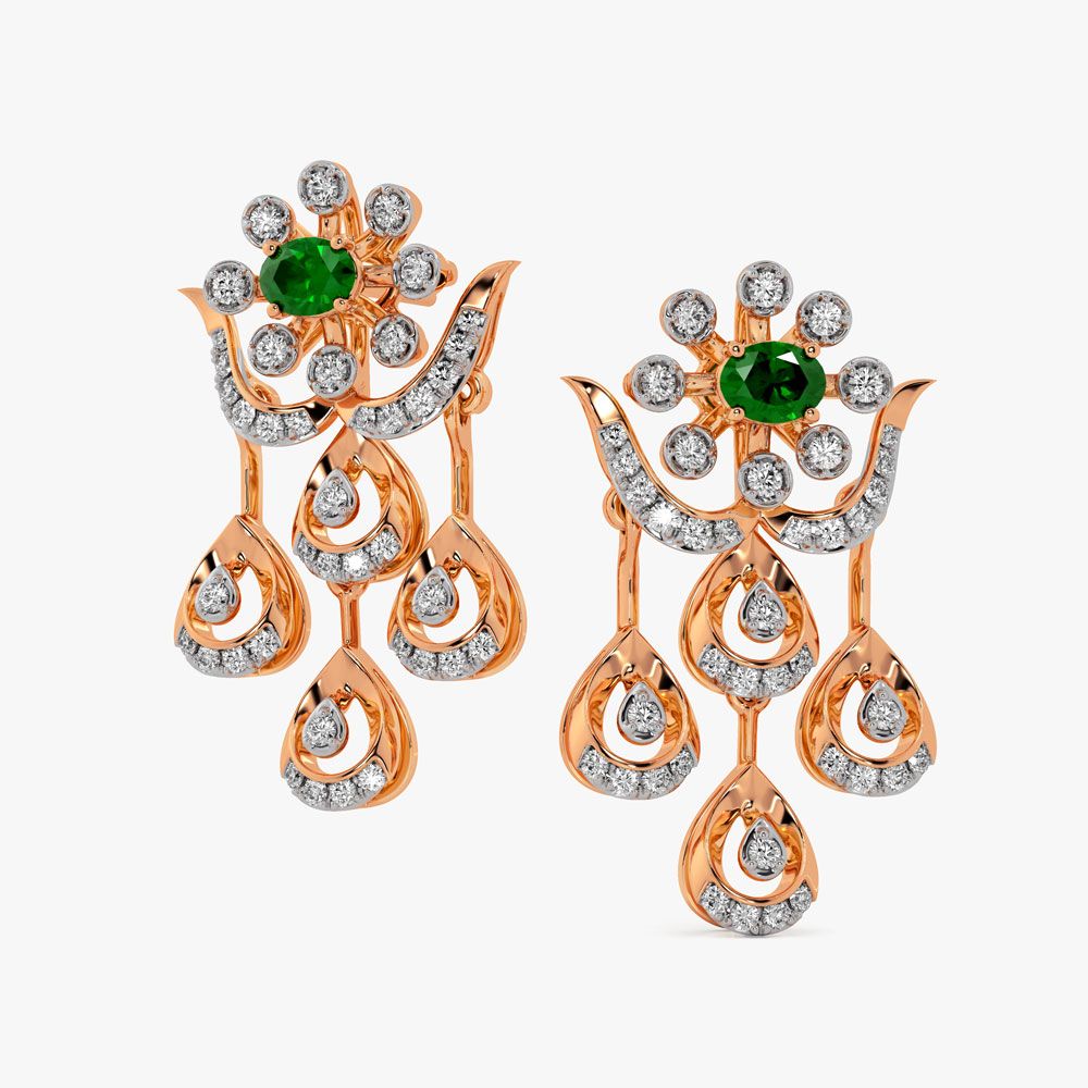 Enchanted Rose Gold Floral Diamond Earring-Earrings-ASE25A18-D935X2C