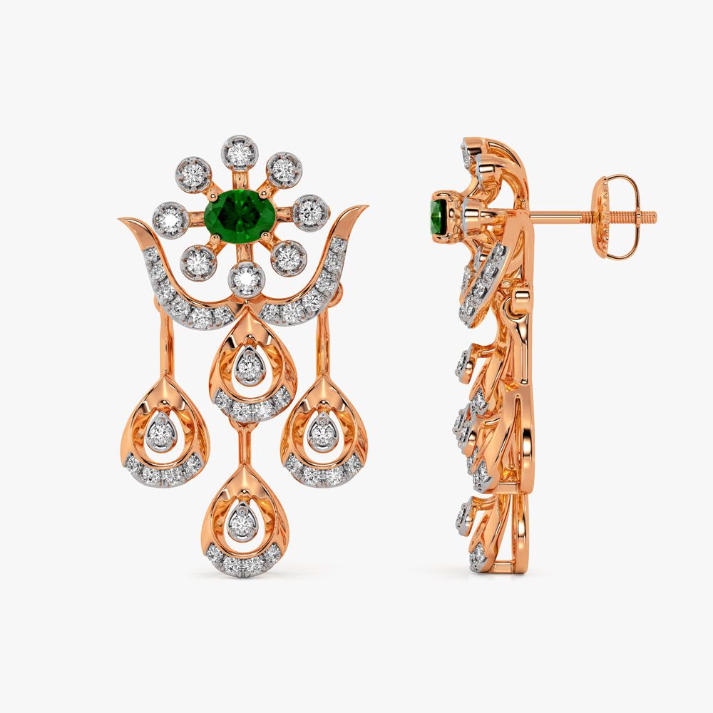 Enchanted Rose Gold Floral Diamond Earring-Earrings-ASE25A18-D935X2C