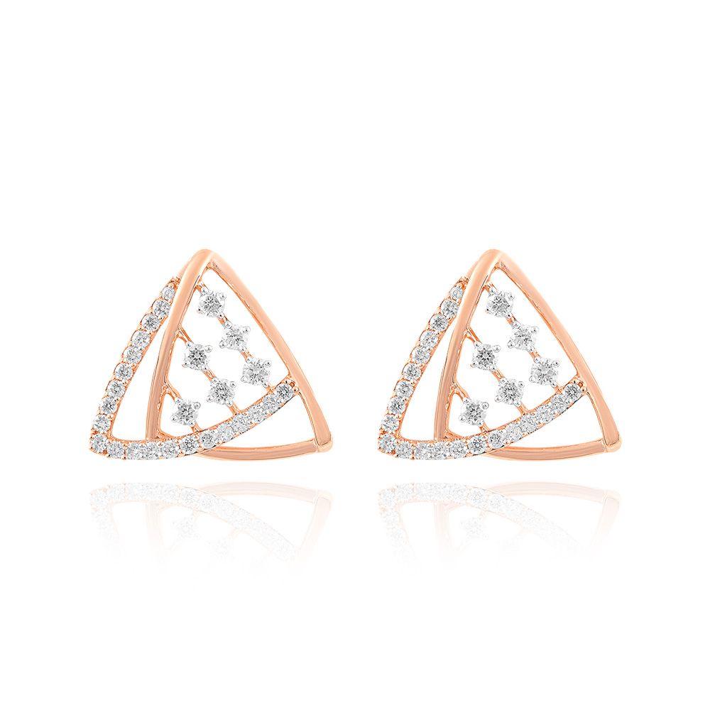Delightful 18KT Rose Gold Geometric Earring-Earrings-OER24IA1-D400X3B