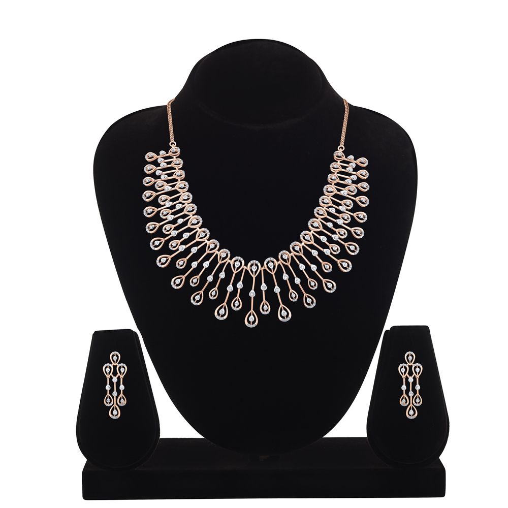 Mesmerizing 14KT Rose Gold Astra Jewellery Set-Necklace Sets-ANS23001-D900X0C
