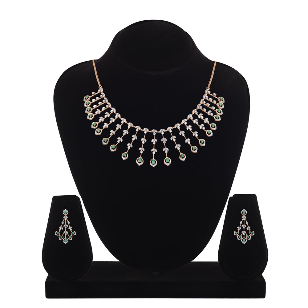 Radiant Diamond and Rose Gold Astra Jewellery Set-Necklace Sets-ANS23002-D911X0C