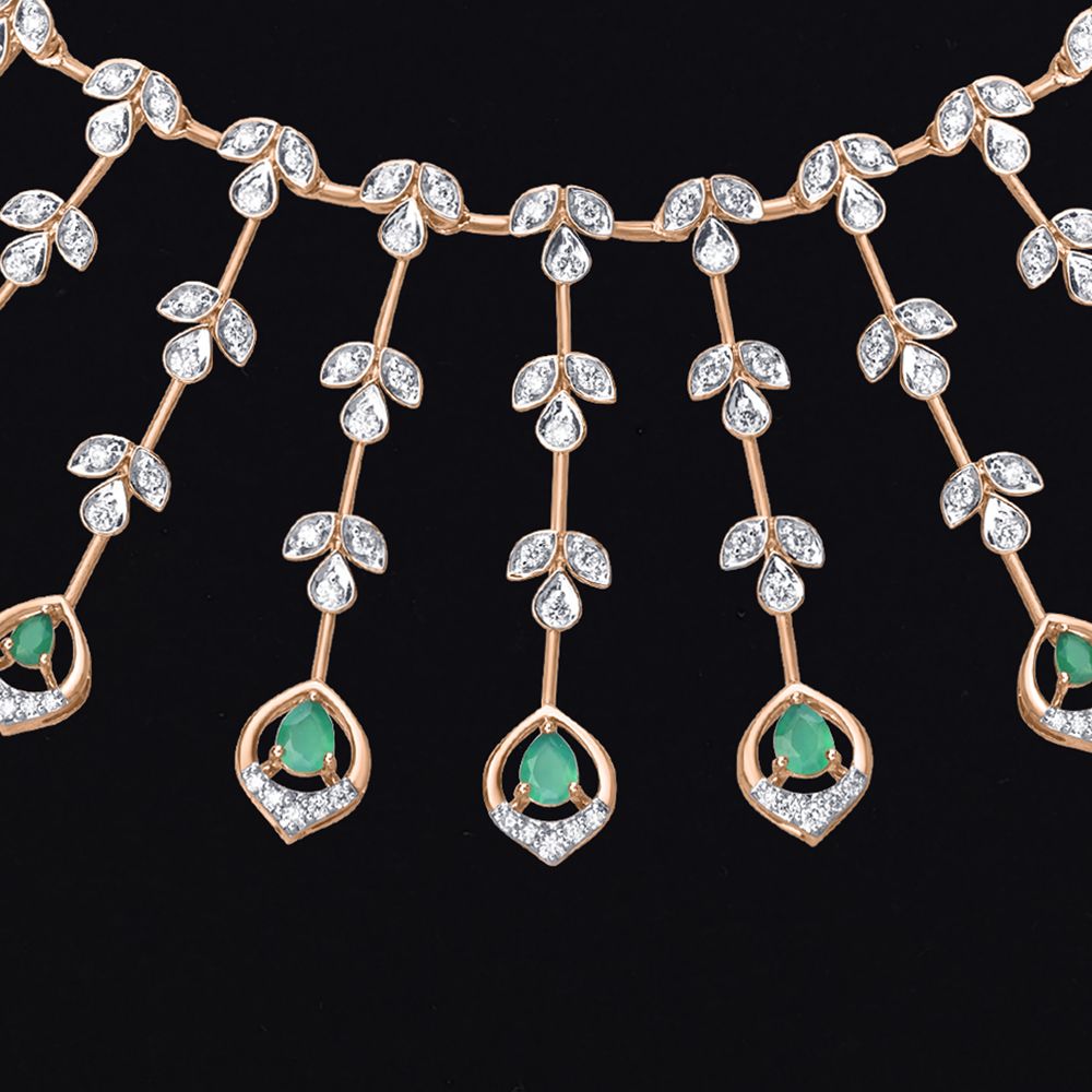 Radiant Diamond and Rose Gold Astra Jewellery Set-Necklace Sets-ANS23002-D911X0C