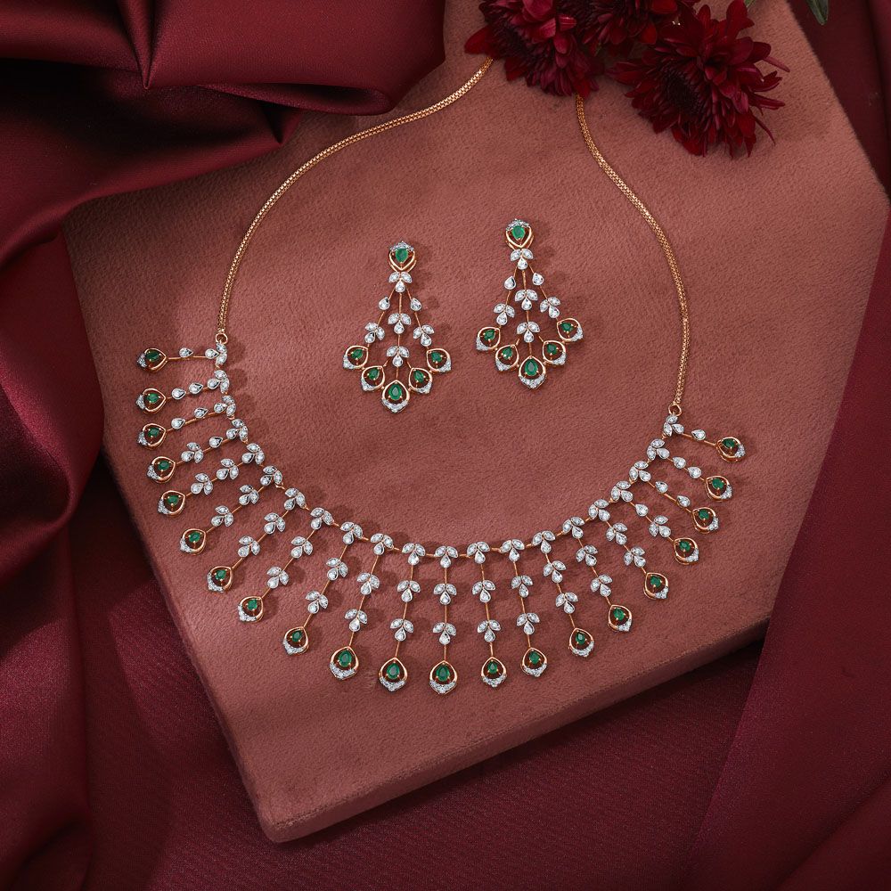 Radiant Diamond and Rose Gold Astra Jewellery Set-Necklace Sets-ANS23002-D911X0C