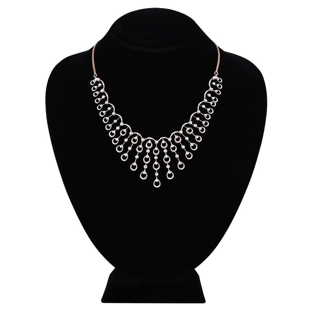 Astra Jewellery Set in Glossy Diamond and Rose Gold -Necklace Sets-ANS23003-D900X0C