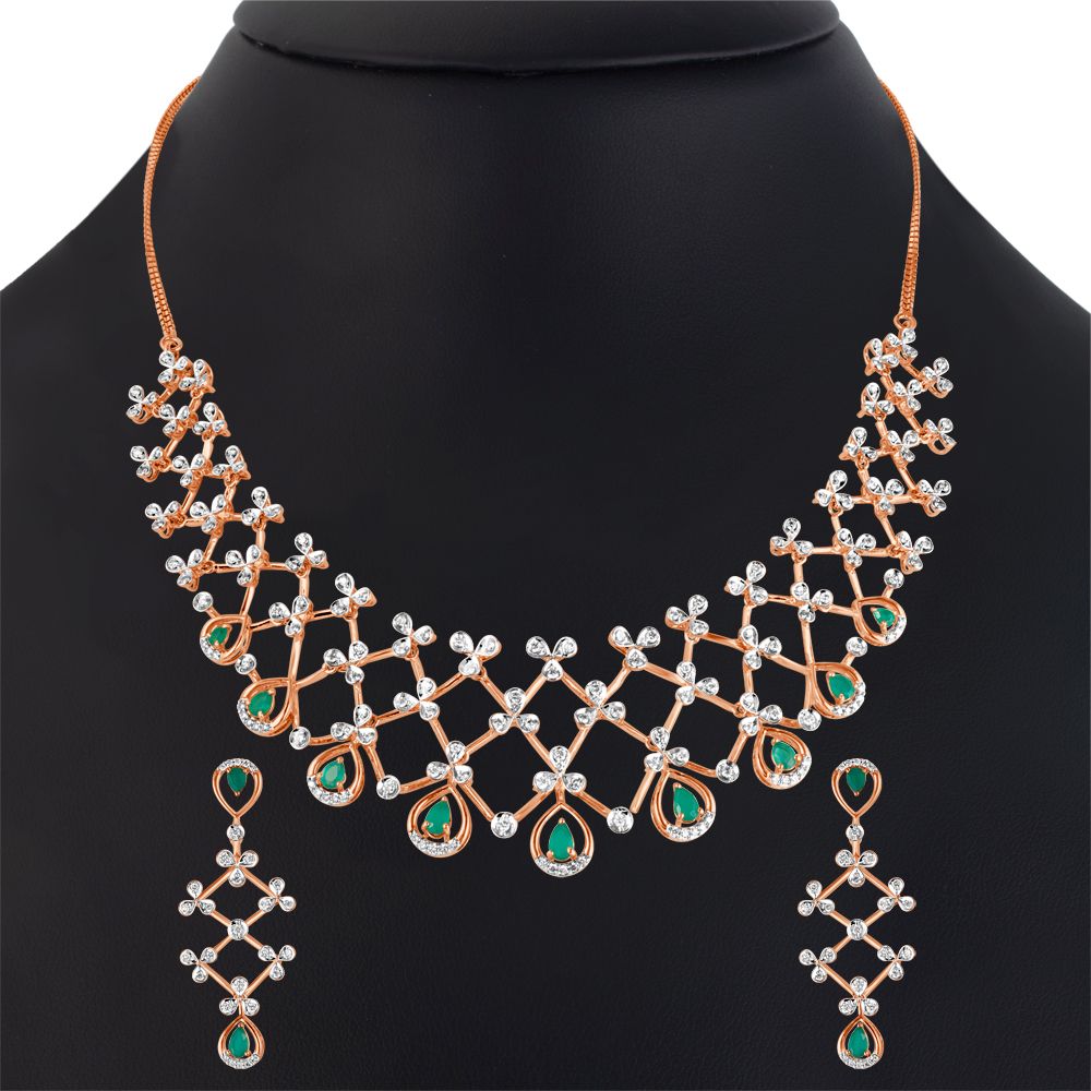 Alluring 14KT Rose Gold Astra Jewellery Set-Necklace Sets-ANS23004-D911X0C