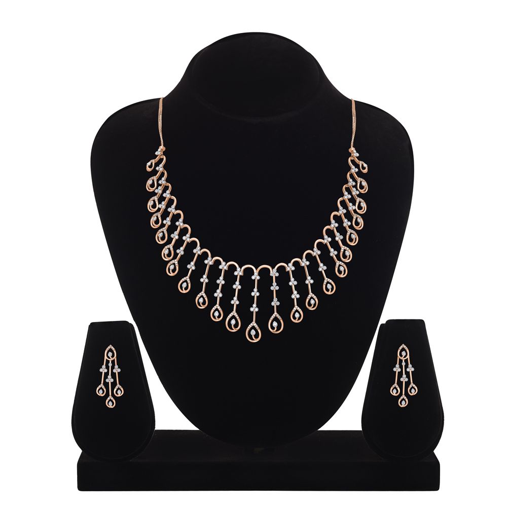Dazzling Astra Jewellery Set in 14KT Rose Gold-Necklace Sets-ANS23005-D900X0C