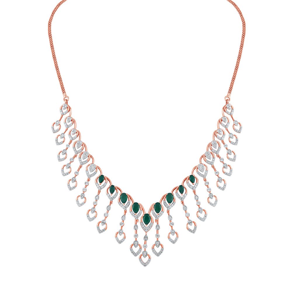 Delicate Astra Green Onyx and Diamond Necklace Set-All Jewellery-ANS24A07-D924X0C