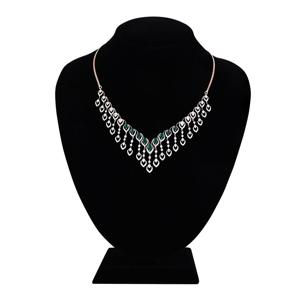 Delicate Astra Green Onyx and Diamond Necklace Set-All Jewellery-ANS24A07-D924X0C