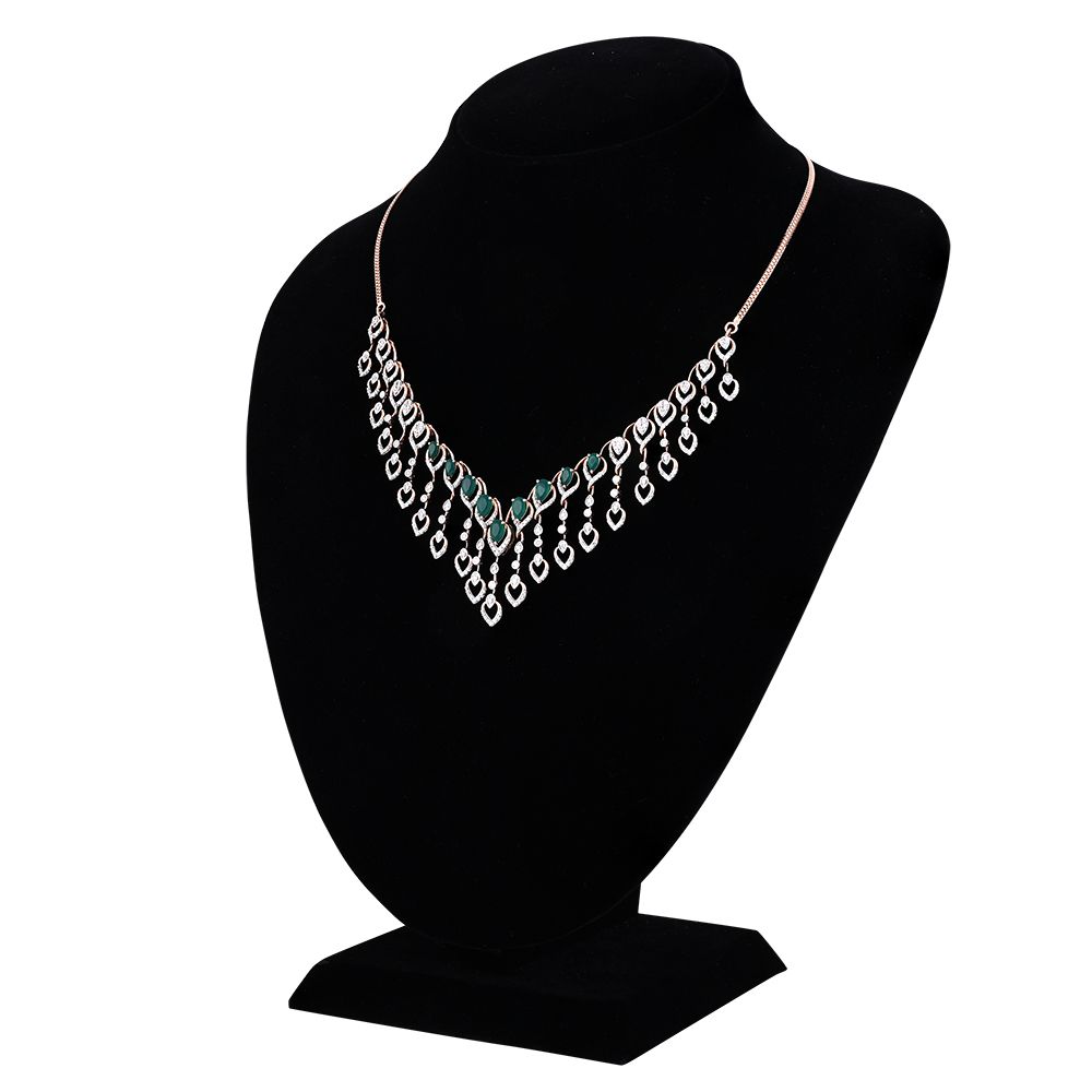 Delicate Astra Green Onyx and Diamond Necklace Set-All Jewellery-ANS24A07-D924X0C