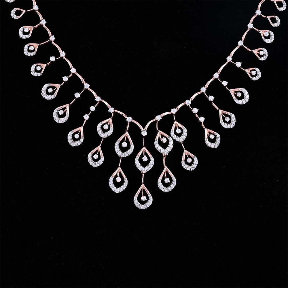 Sparkling Peacock Design Astra Diamond Necklace Set-All Jewellery-ANS24A09-D900X0C