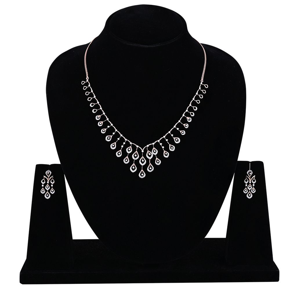 Sparkling Peacock Design Astra Diamond Necklace Set-All Jewellery-ANS24A09-D900X0C