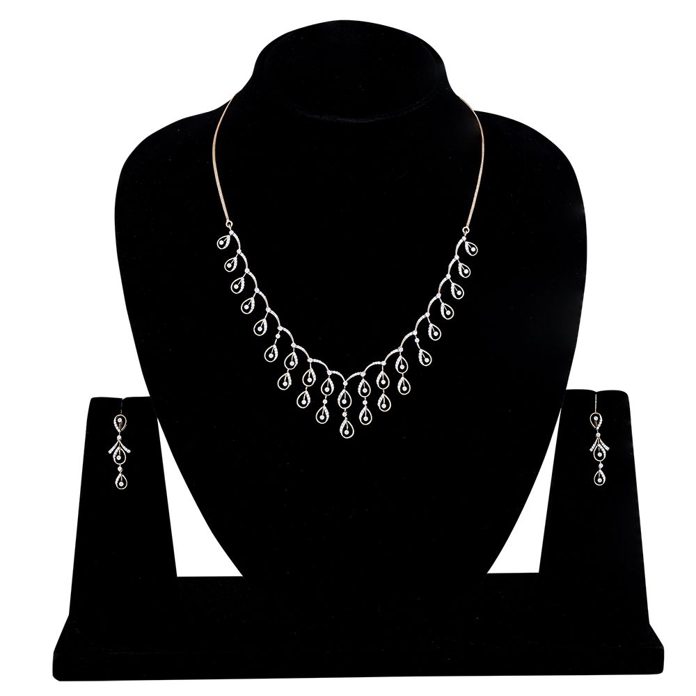 Sophisticated Astra Drop Design Diamond Necklace Set-Diamond-ANS24A10-D900R0C