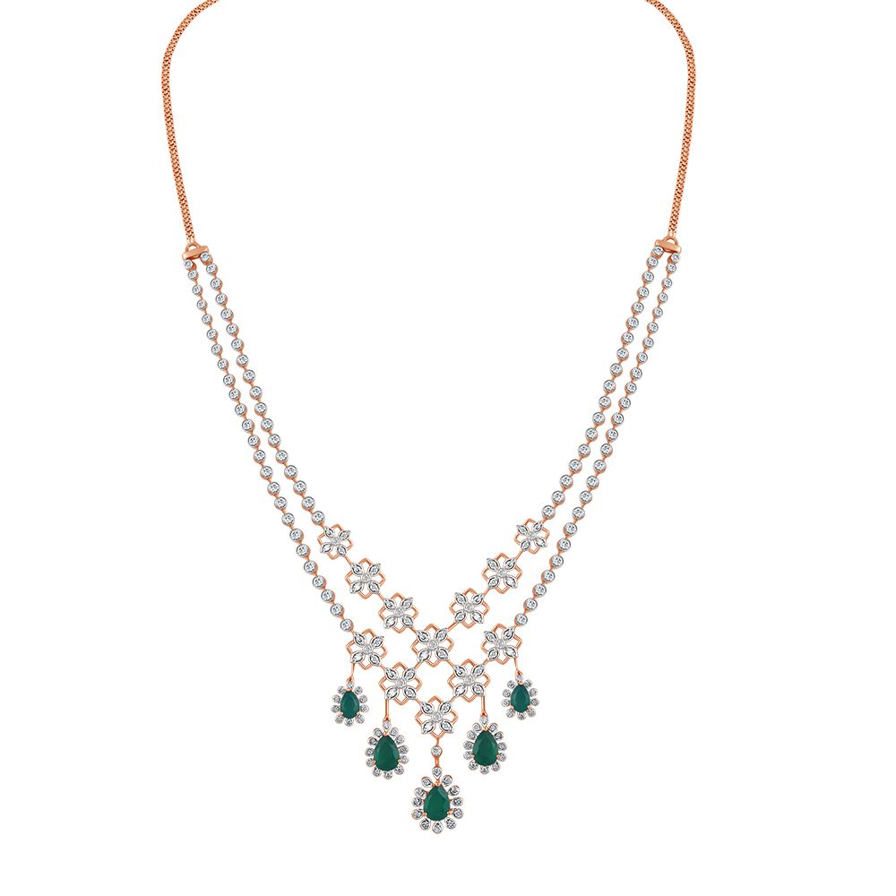 Scintillating Floral Astra Diamond Necklace Set-All Jewellery-ANS24A11-D924X0B
