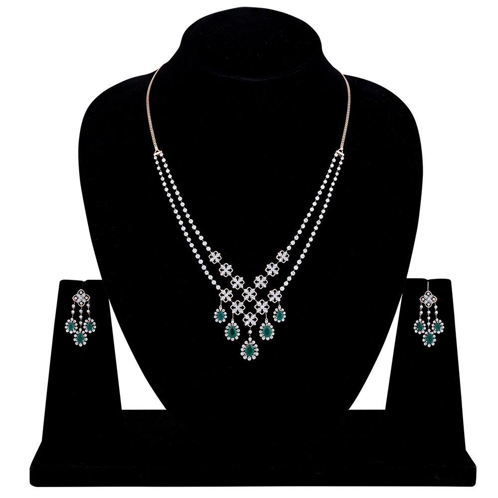 Scintillating Floral Astra Diamond Necklace Set-All Jewellery-ANS24A11-D924X0B