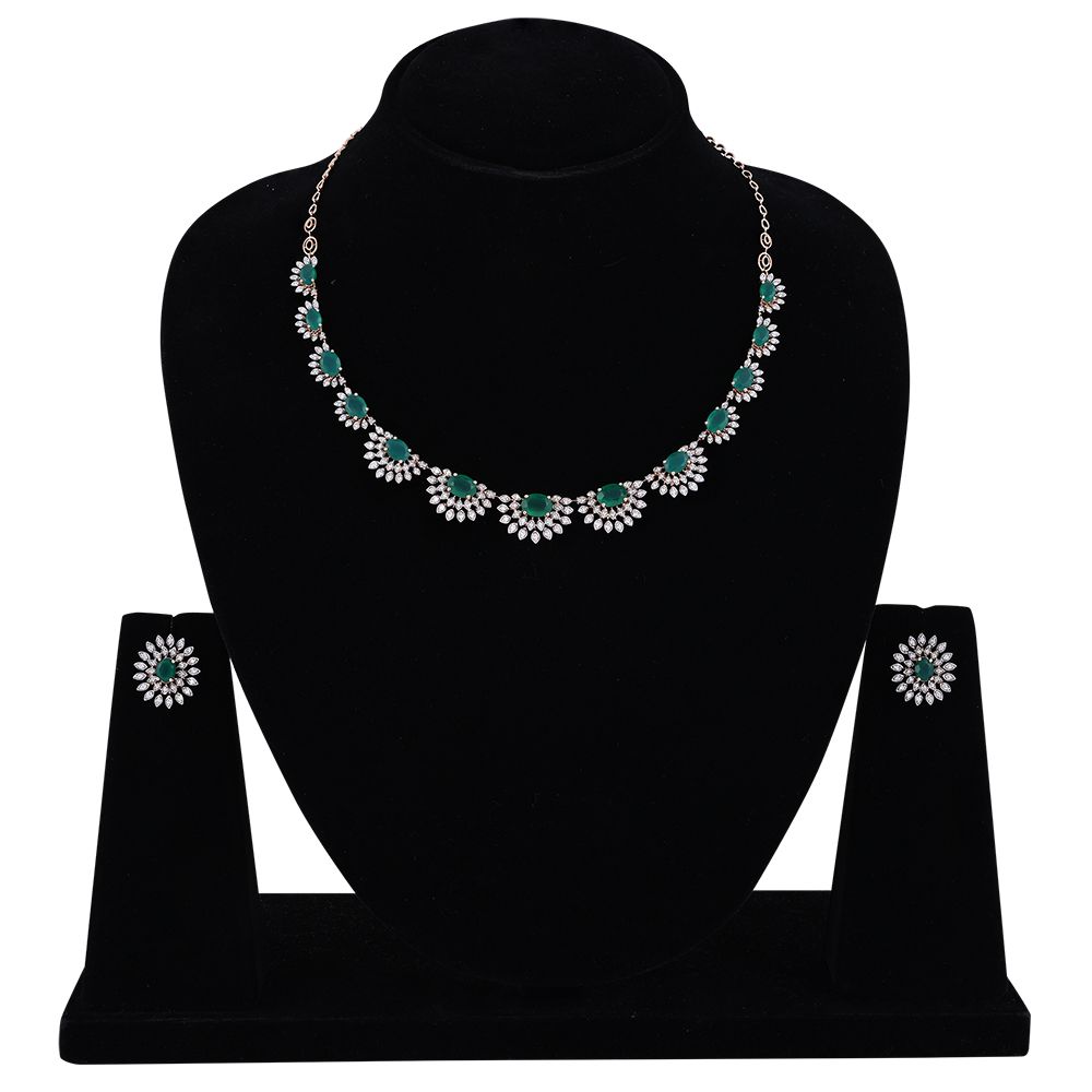 Classic Starburst Design Astra Diamond Necklace Set-All Jewellery-ANS24A15-D924X0C