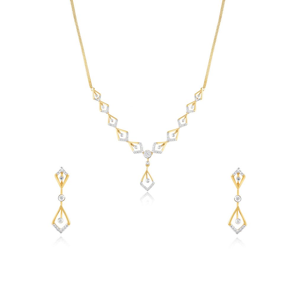 Geometric Gaze Astra Diamond Necklace Set-Diamond-ANS25A01-D900R0C
