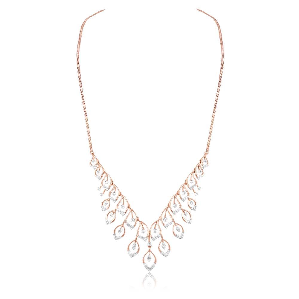 Graceful Leaf Astra Diamond Necklace-Necklaces-ASN25A04-D900X1C