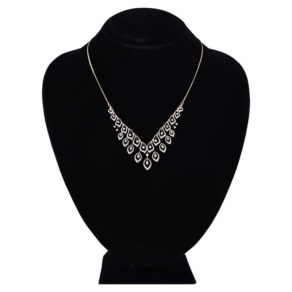 Graceful Leaf Astra Diamond Necklace-Necklaces-ASN25A04-D900X1C