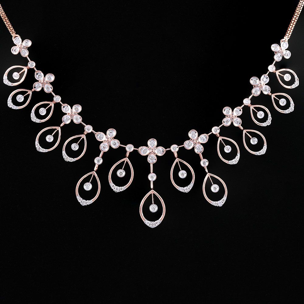 Diamond Floral Astra Necklace Set-All Jewellery-ANS25A05-D900X0B