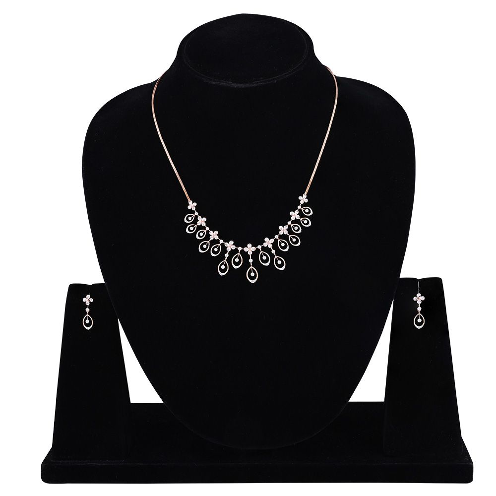 Diamond Floral Astra Necklace Set-All Jewellery-ANS25A05-D900X0B