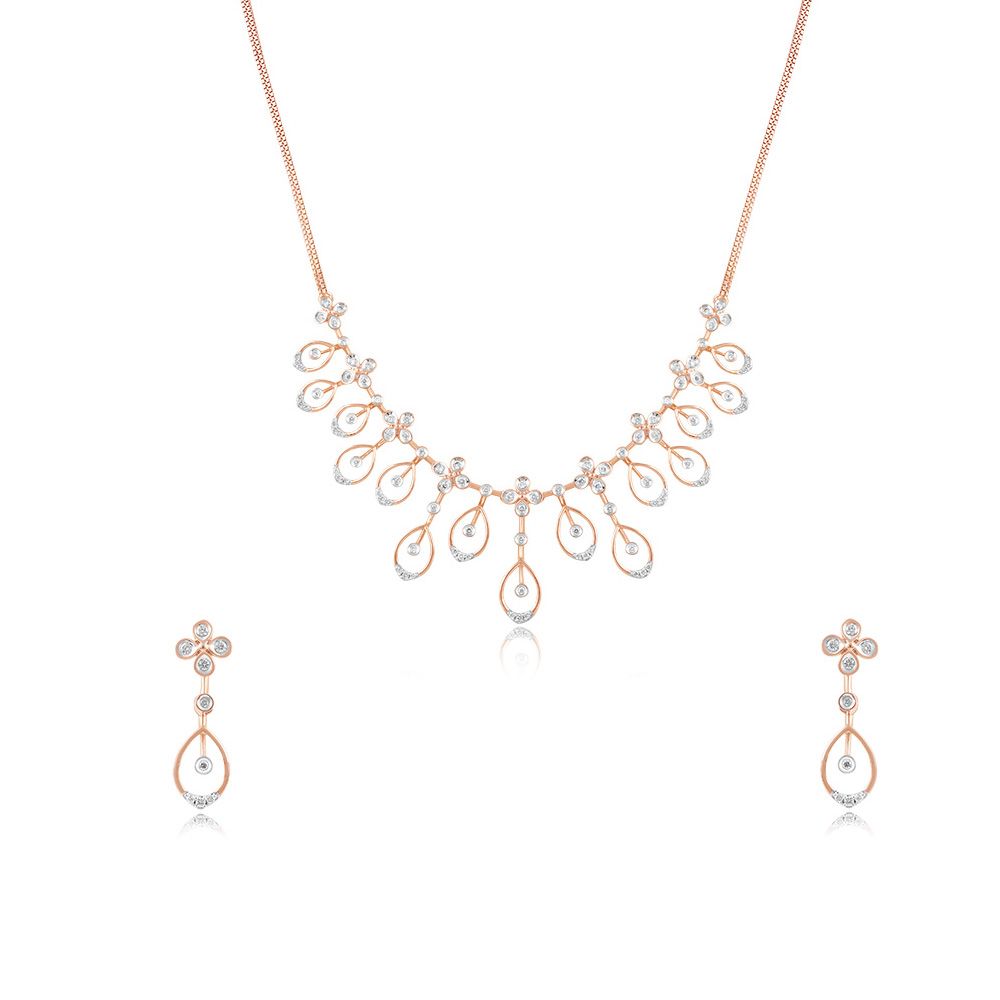 Diamond Floral Astra Necklace Set-All Jewellery-ANS25A05-D900X0B