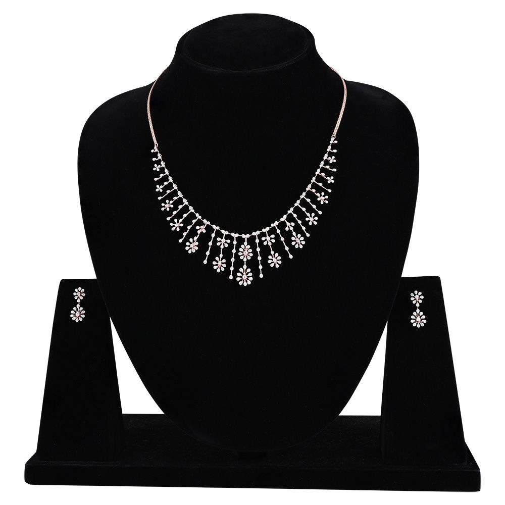 Blush Blossom Floral Diamond Necklace Set-All Jewellery-ANS25A17-D900X0C