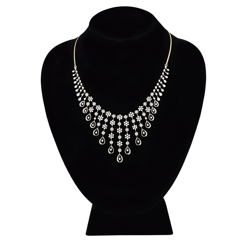 Delicate Floral Royal Necklace Set-Diamond-ANS25A19-D400R0B