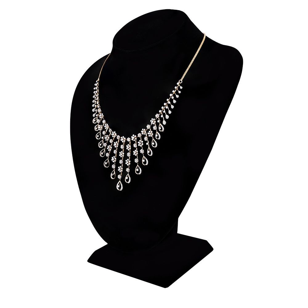 Delicate Floral Royal Necklace Set-Diamond-ANS25A19-D400R0B
