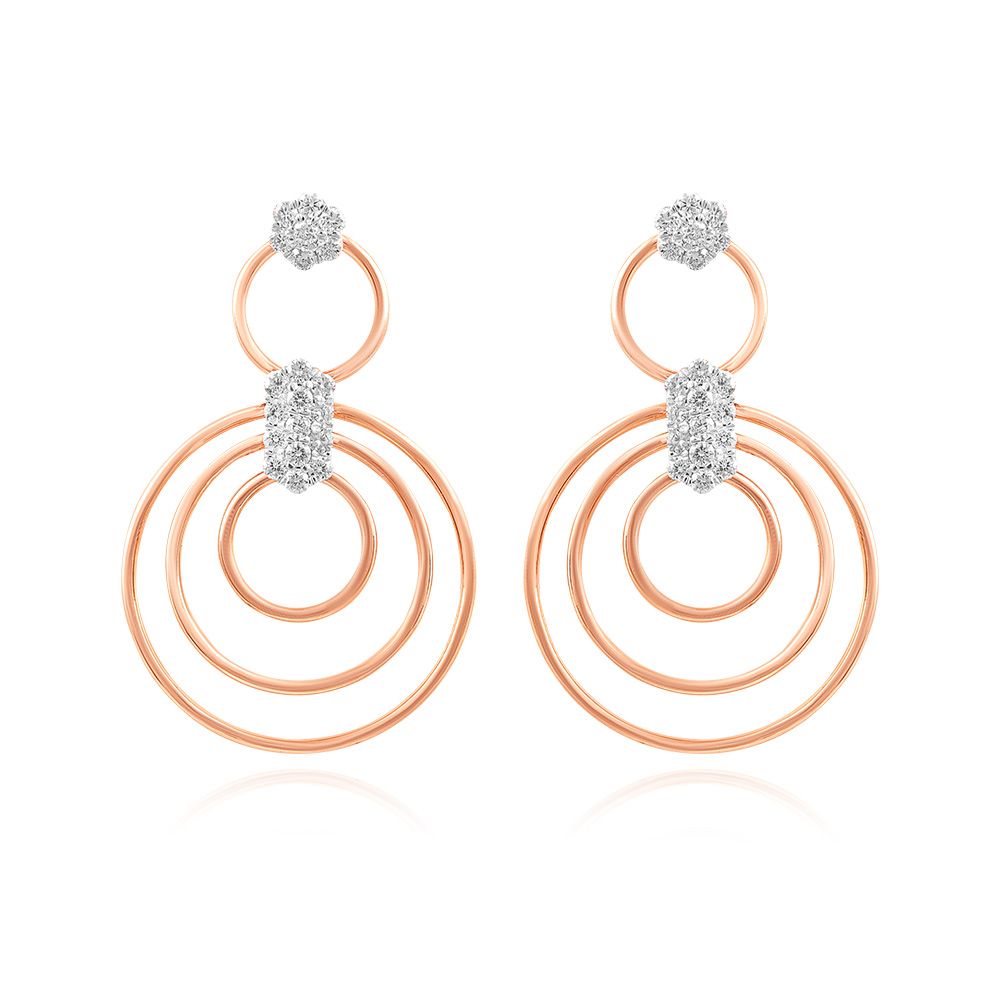 Circle Diamond Dangler Earrings-Earrings-BER25I02-D400X3C