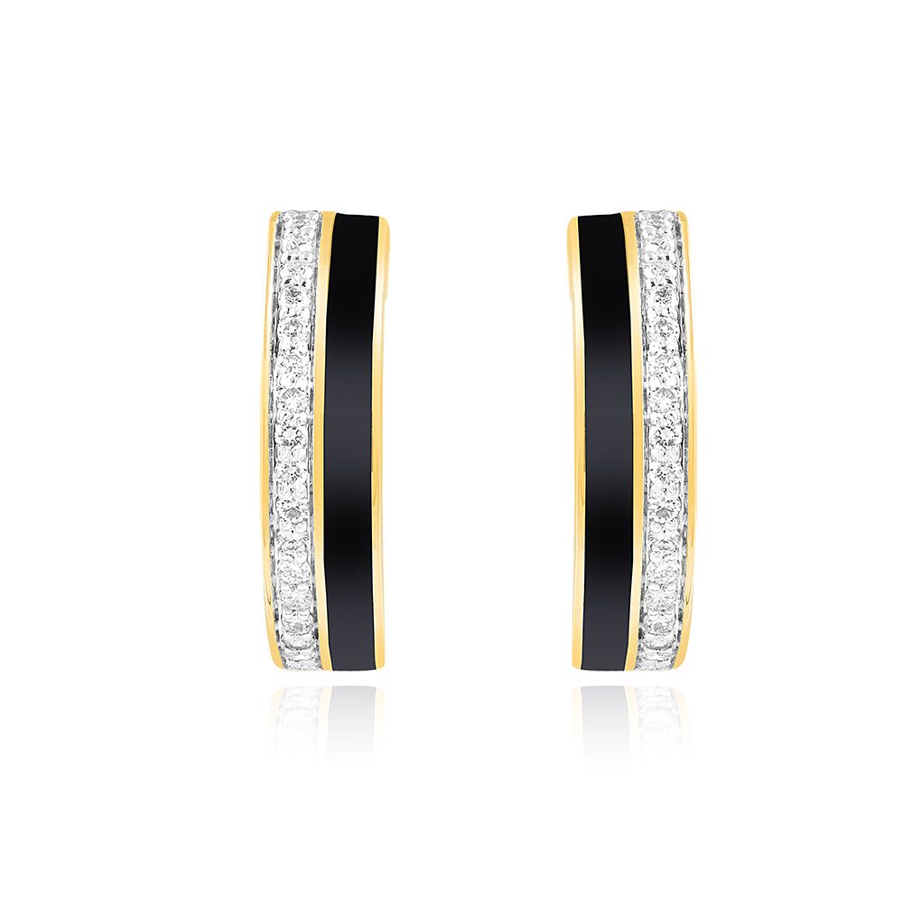 Classic Black Diamond Hoop Earring-Earrings-BER25I09-D4C1R0C