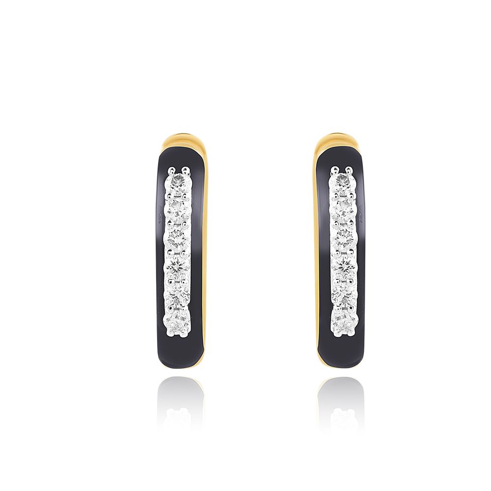 Striking Black Diamond Hoop Earring-Earrings-BER25I11-D4C1R0C