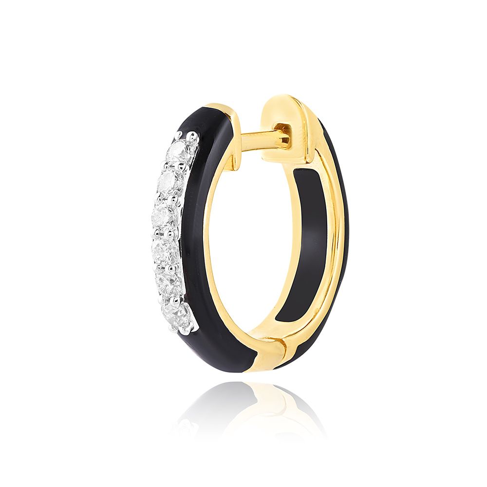 Striking Black Diamond Hoop Earring-Earrings-BER25I11-D4C1R0C