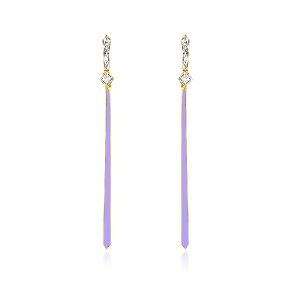 Sleek Enameled Diamond Drop Earrings-Earrings-BER25I18-D4C6X2C