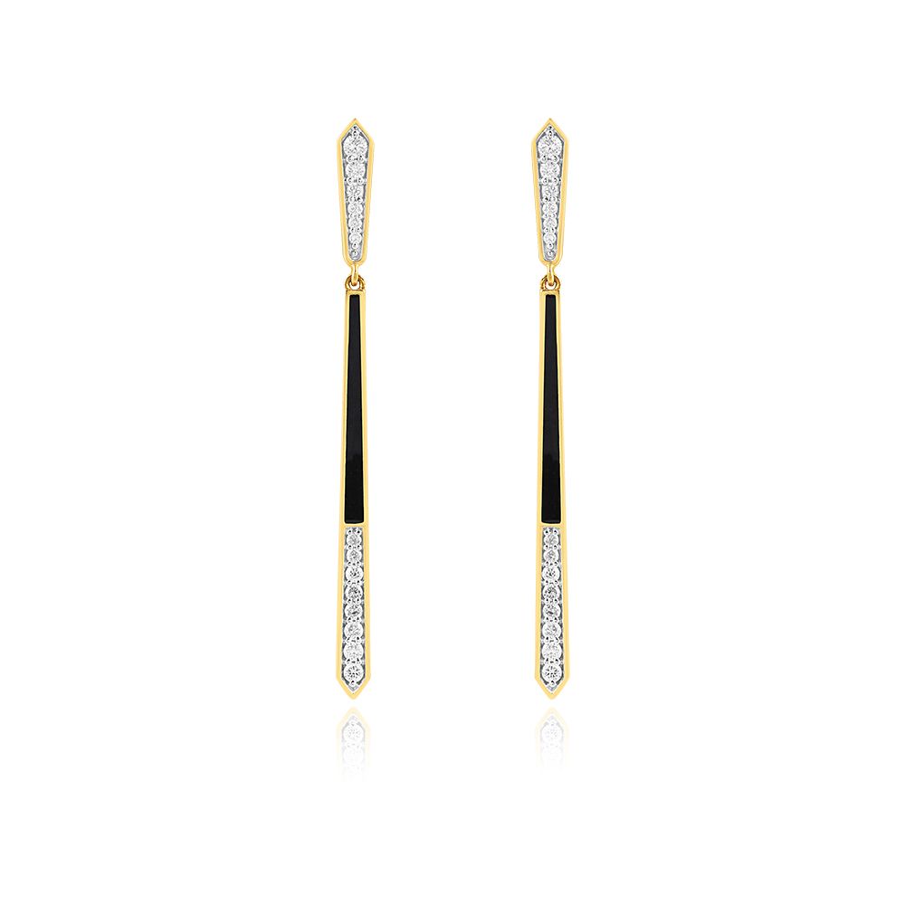 Bold Black Diamond Drop Earrings-Earrings-BER25I19-D4C1R2C