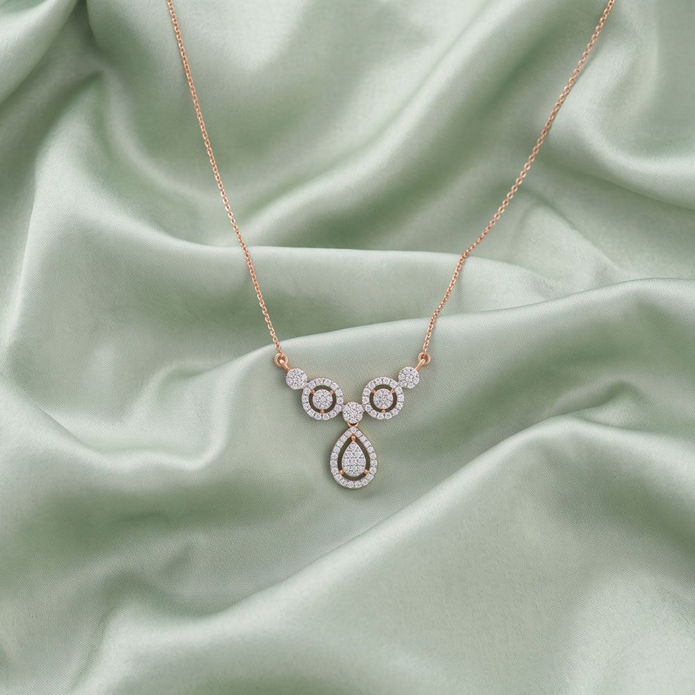 Radiant Diamond Rose Gold Necklace-Necklaces-BNK23C07-D400X1B