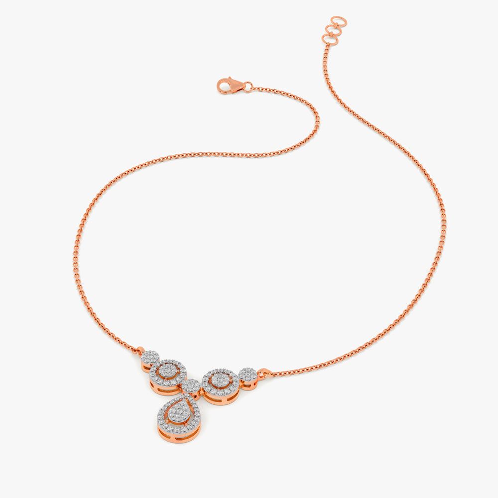 Radiant Diamond Rose Gold Necklace-Necklaces-BNK23C07-D400X1B