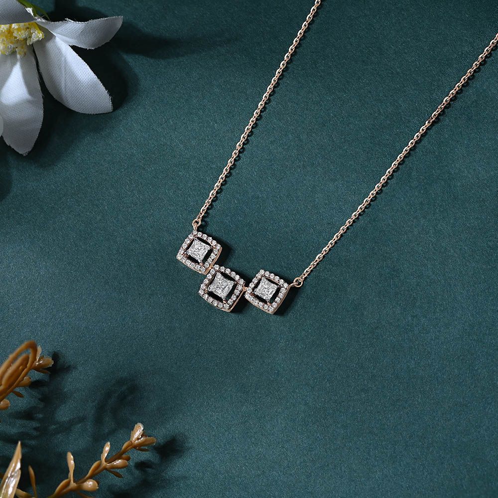 Dazzling Diamond Rose Gold Necklace-Necklaces-BNK23C08-D300X1B