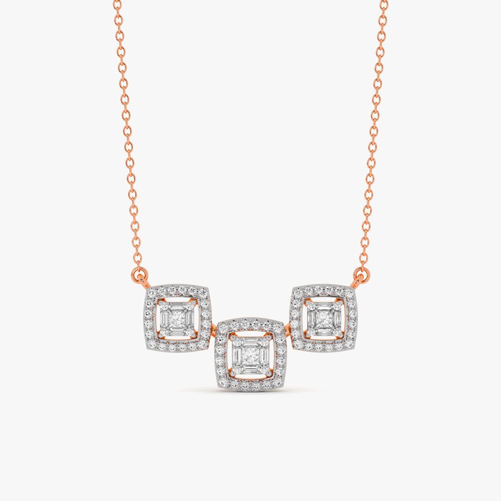 Dazzling Diamond Rose Gold Necklace-Necklaces-BNK23C08-D300X1B