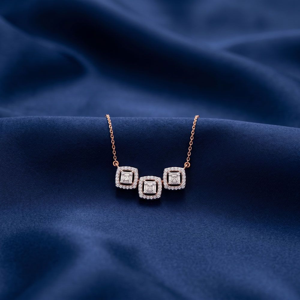 Dazzling Diamond Rose Gold Necklace-Necklaces-BNK23C08-D300X1B
