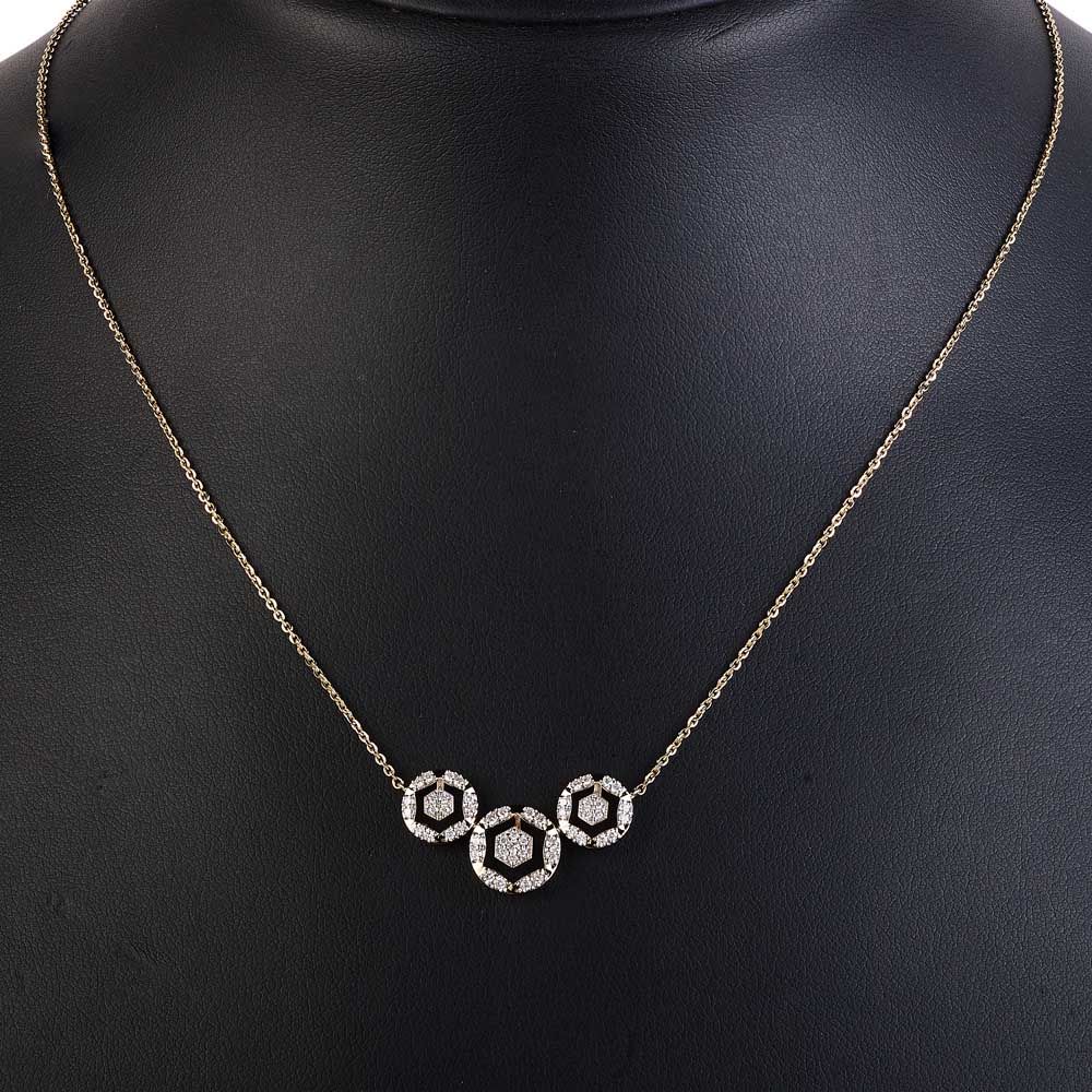 Trinity Diamond Rose Gold Necklace-Necklaces-BNK23C09-D400X1B